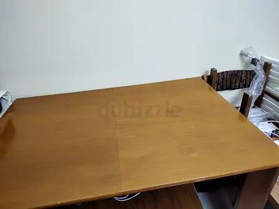 Extendable dining table wood with 2 chairs