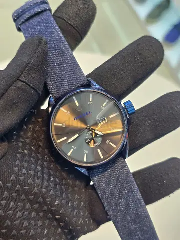 Diesel Men’s Watch – Blue Dial & Fabric Strap | Date Display