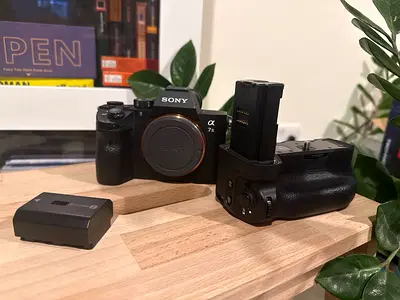 Sony Alpha a7 III mirrorless camera body with battery vertical grip