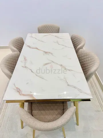 Pan Home Glasgow Marble Dining Set - 6 Chairs | Like New