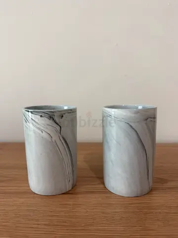 Marble-Effect Decorative Holders – Set of 2 | AED 60
