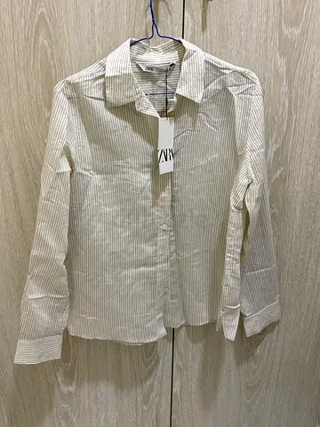 Zara women's striped button-up blouse - brand new with tags, size S