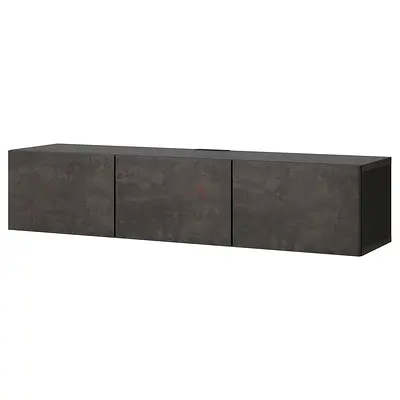Wall-mounted TV unit / with floor leg ,media cabinet with 3 doors - dark grey