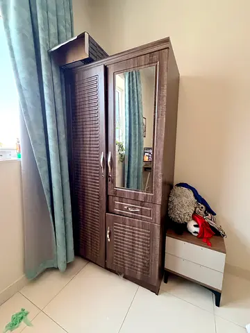 Wooden Wardrobe with Mirror - Good Condition