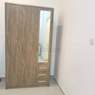 3-door wardrobe with mirror and drawers - light wood finish