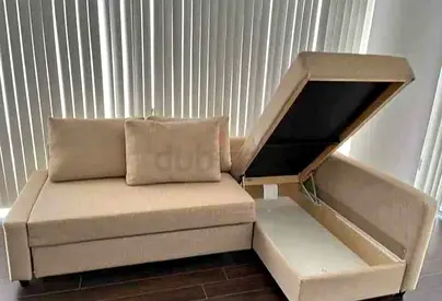 Ikea  beige color frighten sofa with comfortable mattress and storage space