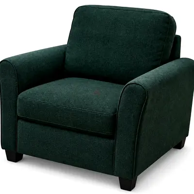 Dark Green Fabric Armchair - Comfortable Single Seater