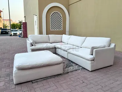 Home Center swin feather filled sofa with footstool