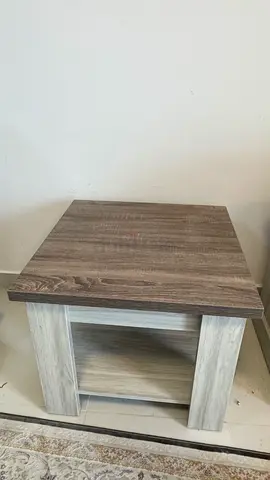 2x Wooden Side Table with Lower Shelf - Light Oak Finish