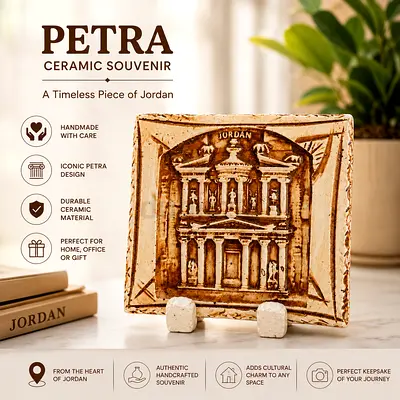 Handmade Petra Ceramic Souvenir Plaque - Jordanic Decor