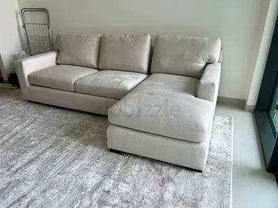 Stylish Modren Living Crate&Barrel Axis feather filled L Shape Sofa Beige