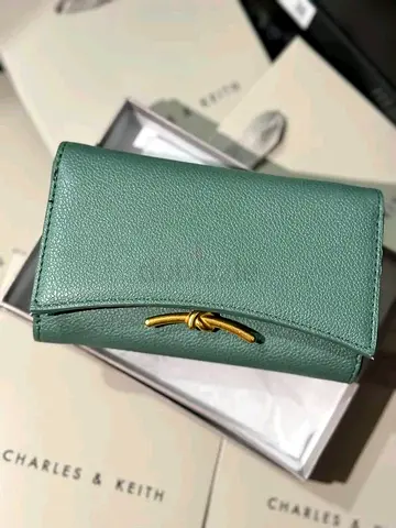 Green Charles & Keith Leather Compact Wallet
