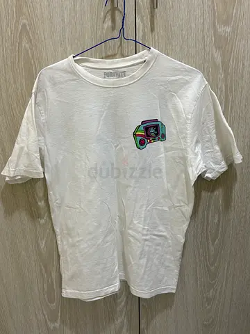 White Fortnite Graphic T‑Shirt with Retro Console Print - Men’s XS