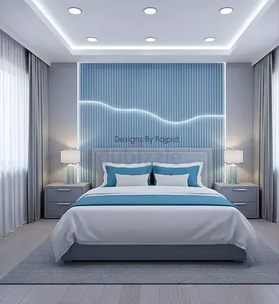 Stylish cozy light blue colour 200*200 super size king bed