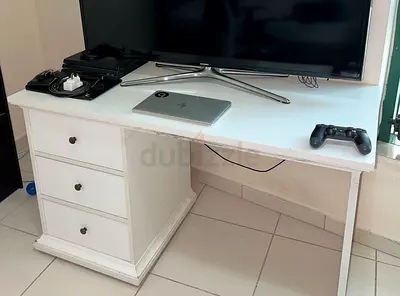 White Study Desk with Three Drawers