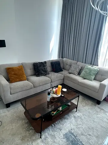 Light grey L-shaped sectional sofa in great condition