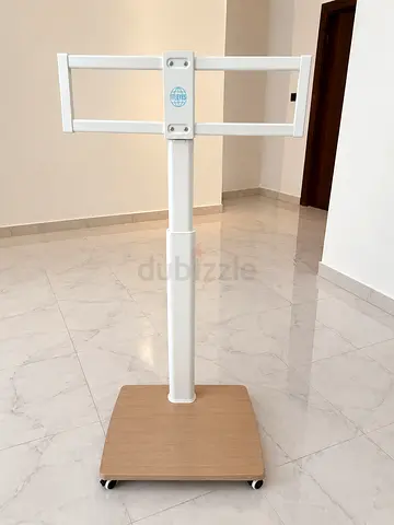 Mobile TV/Monitor Stand on Wheels with Wooden Base