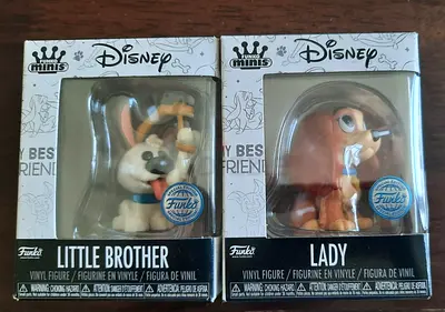 Disney Funko Minis Little Brother and Lady Figures+FREE USB LIGHTS