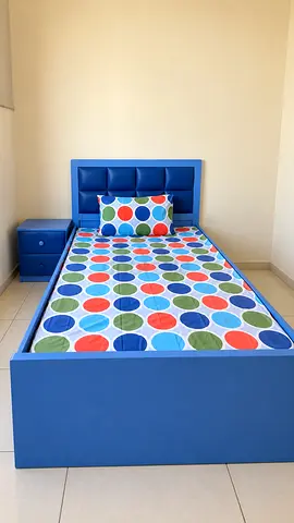 Single Blue Bed Set With Matching Dressing Table And Matching Bedside Table