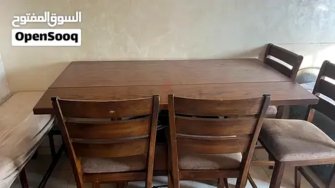 Wooden Dining Table with 6 Chairs -solid wood Solid, Used