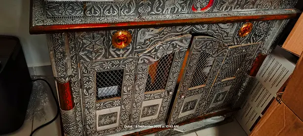 Home Hindu Temple/Mandir Hand-carved Ornate Wooden with storage