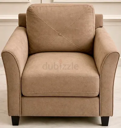 Beige Upholstered Armchair - Good Condition