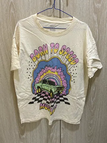 White graphic 'Born to Speed' unisex cotton T-shirt - size XS