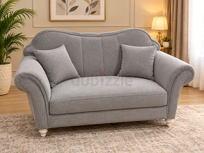 Grey fabric two seater sofa