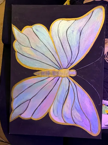 Hand-painted iridescent butterfly canvas artwork