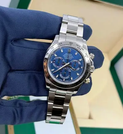 Rolex Daytona White Gold Blue Dial 40mm 1:1 Clone With Box and Card