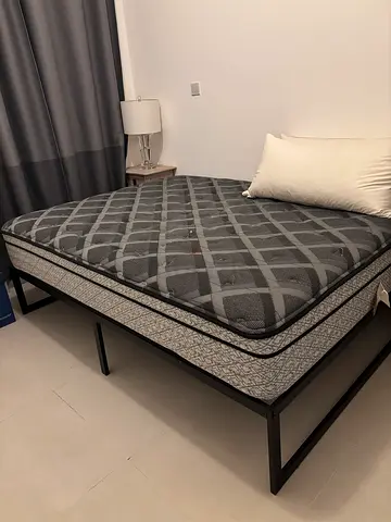 Queen metal bed frame with mattress - good condition