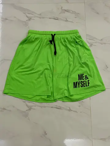 Neon green casual shorts with drawstring - M