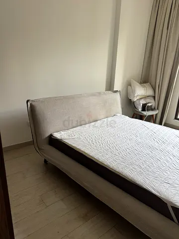Natuzzi Piuma Beige Upholstered Double Bed Frame with Headboard - Good Condition
