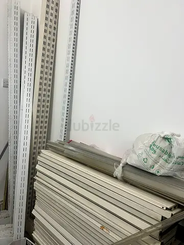 Rack display shelves Used Metal Slotted Upright Posts / Shelving Standards - Lot of Panels
