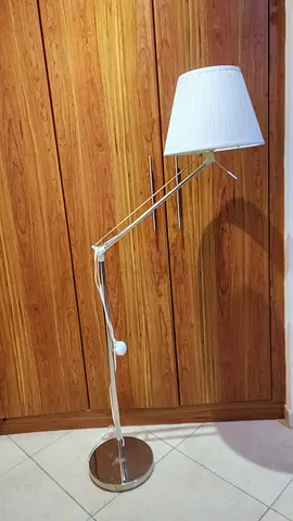 Adjustable Chrome Floor Lamp with White Fabric Shade ikea