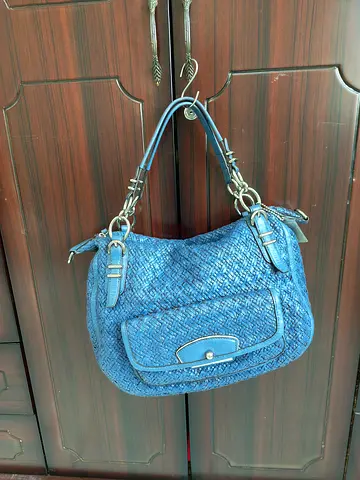 Coach Kristen Blue woven shoulder handbag - good condition