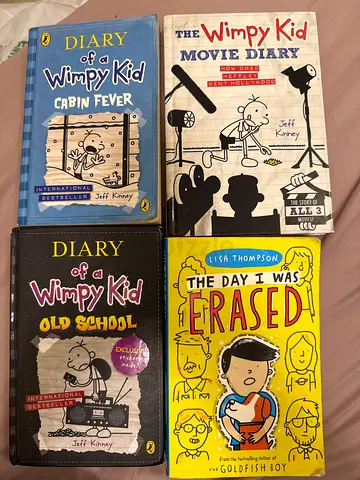 Set of 4 Kids' Books — 3 Diary of a Wimpy Kid + The Day I Was Erased