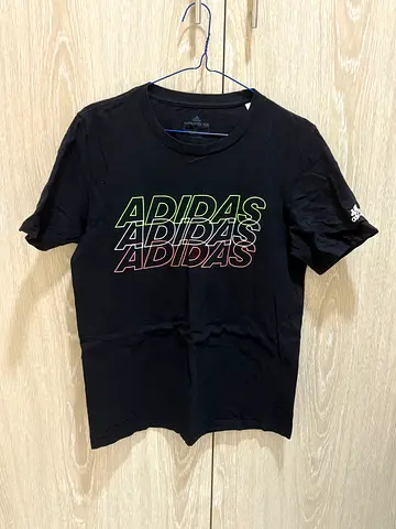 Black Adidas Logo T-shirt - Casual Short Sleeve, Size S
