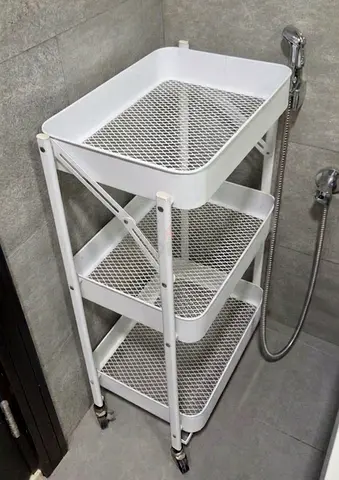 White 3-Tier Metal Rolling Storage Trolley — Good Condition