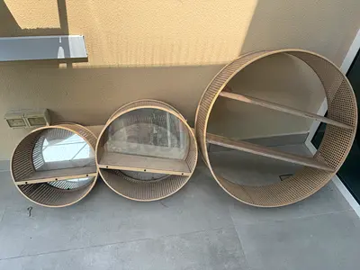 Set of 3 large round wall shelves