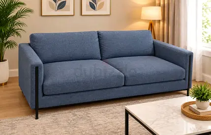 Modern Blue 3-Seater Sofa in Good Condition