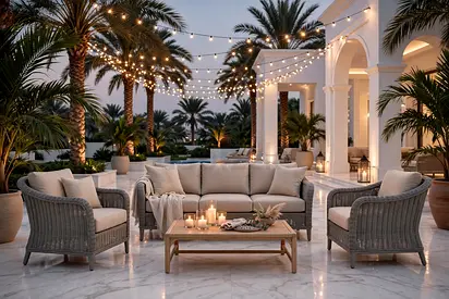 Outdoor wicker sofa set with coffee table — 5-piece garden lounge