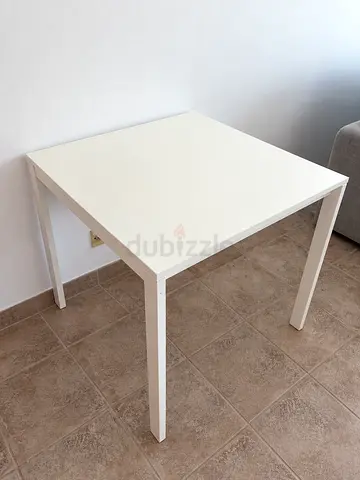 Simple white square dining/side table - sturdy IKEA 75*75 cm fits in car