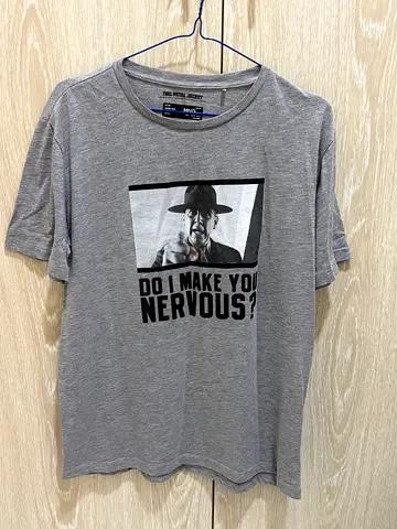 Grey graphic T-shirt "Do I Make You Nervous?" - Men’s L
