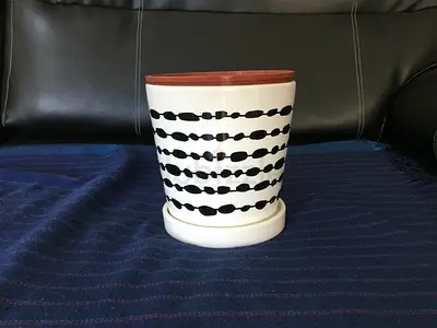 Black and White Ceramic 6” Planter with Saucer
