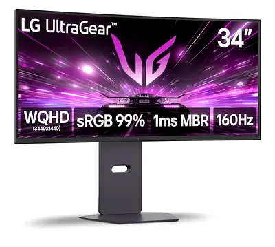 LG UltraGear 34" Curved WQHD 160Hz Gaming Monitor (34G600A-B) - Black