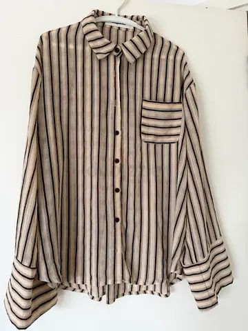 Lightweight Striped Long Sleeve Button-Up Shirt