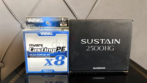 Brand New Shimano Sustain 2500HG reel with Varivas Avani Casting PE braid x8 (new)