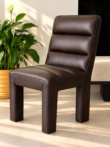 Dark Brown Padded Accent Desk Chair - Faux Leather, Good Condition