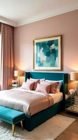 Modern Teal Upholstered Bed Frame with Wingback Headboard